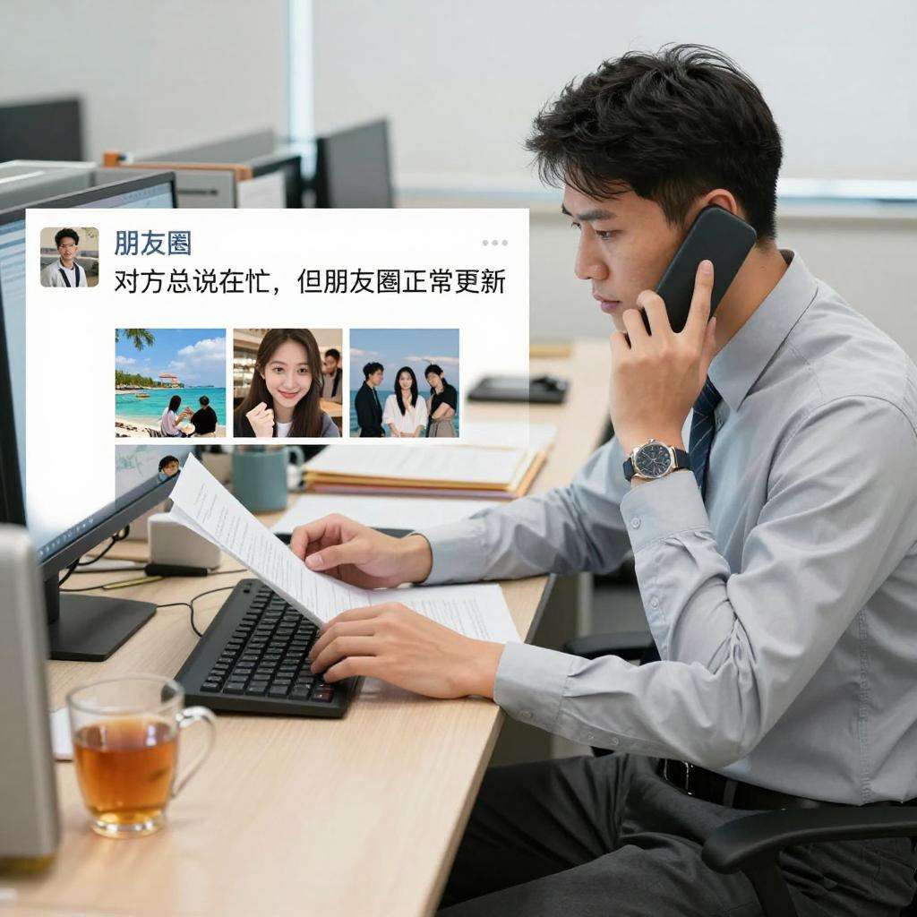 对方总说在忙但朋友圈正常更新是在忙躲你第一张图